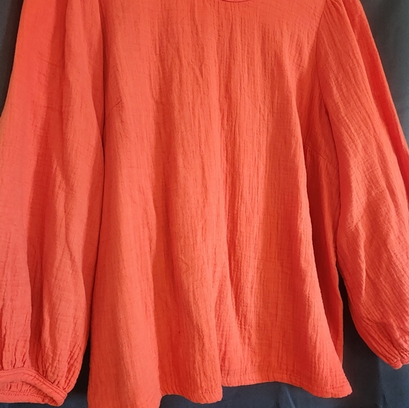 Orange Balloon sleeve top. - Picture 2 of 2